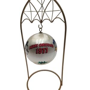 Vintage 1977 Disney Mickey Mouse Donald Duck Satin Merry Christmas‎ Ornament
